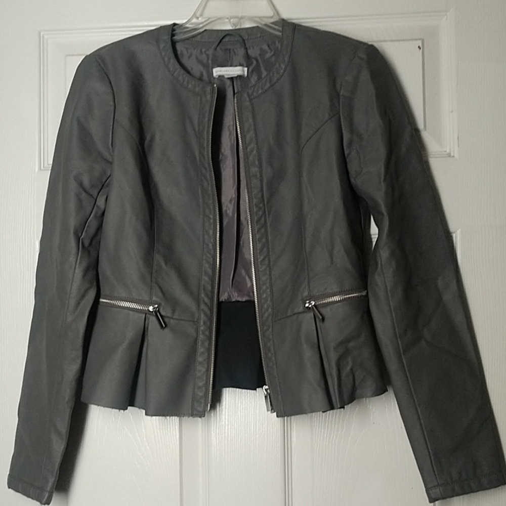 🟣 Grey Faux Leather Jacket